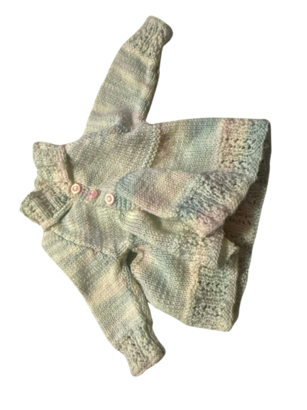 Hand-Knit Pastel Green Baby Cardigan Jacket